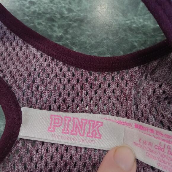 VICTORIA'S SECRET PINK SEAMLESS LIGHTLY LINED PADDED SPORTS BRA SIZE LARGE - Picture 4 of 9